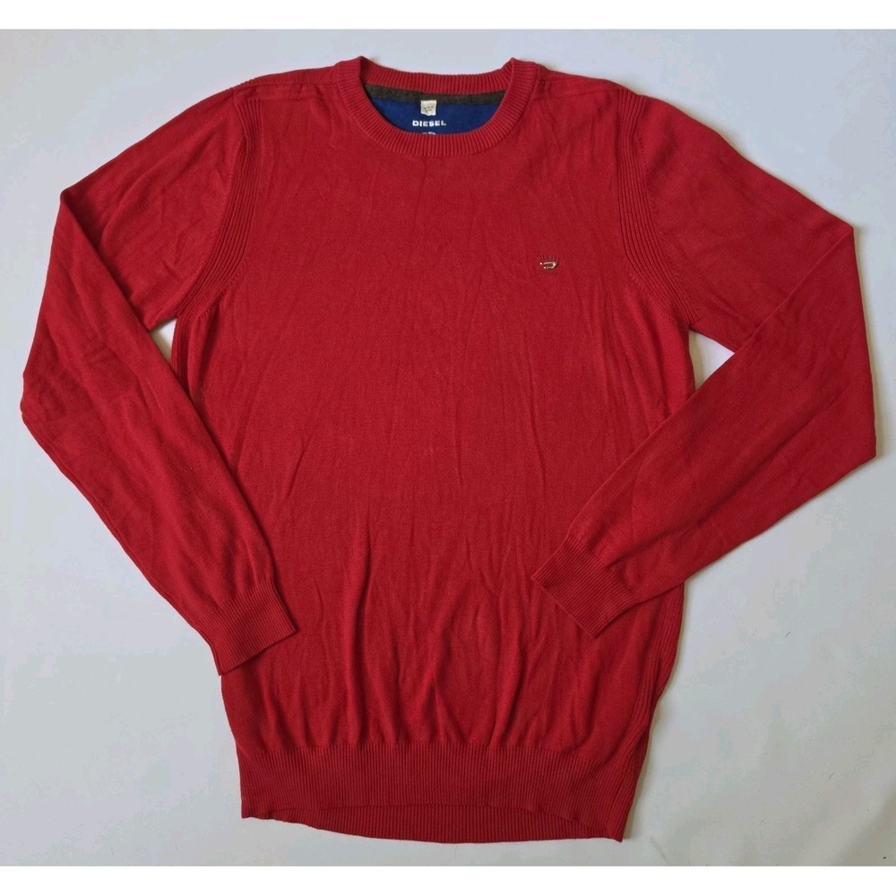 Diesel Superior Quality Knit Since 1978– Men's Red Crew-Neck Knit Sweater,Size:M